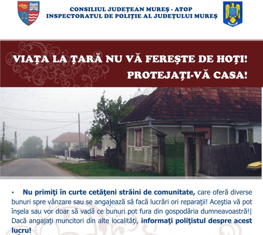 Poliția informează: măsuri de prevenire a furtului din locuințe